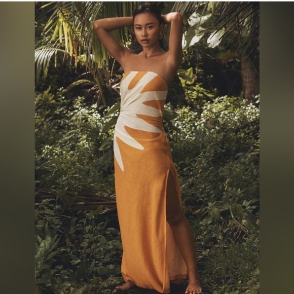 Anthropologie Dresses & Skirts - Celandine x Anthropologie strapless cutout linen-blend dress NWT